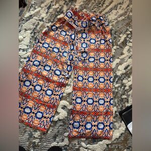 H&M Orange and Blue Wide Leg Pants